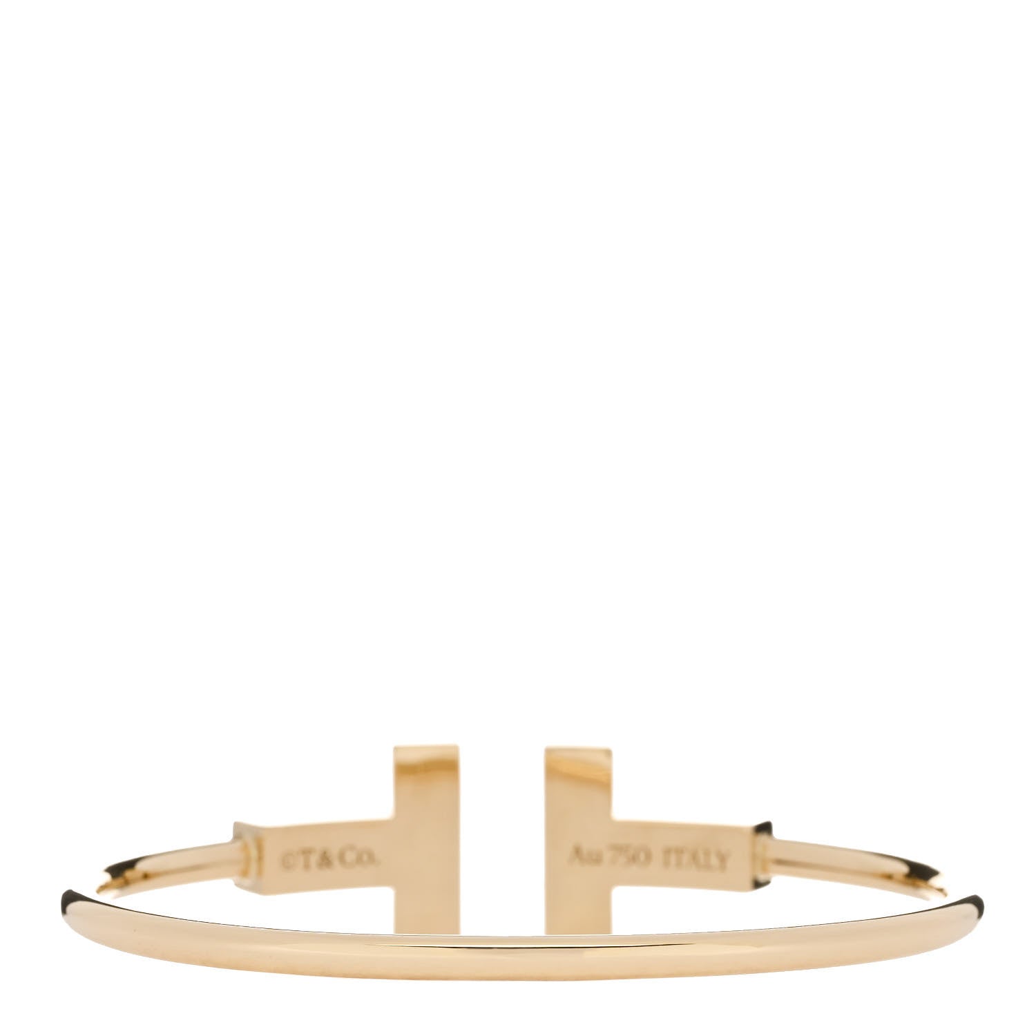 Tiffany 18K Yellow Gold Turquoise Wide T Wire Bracelet 2 of 3