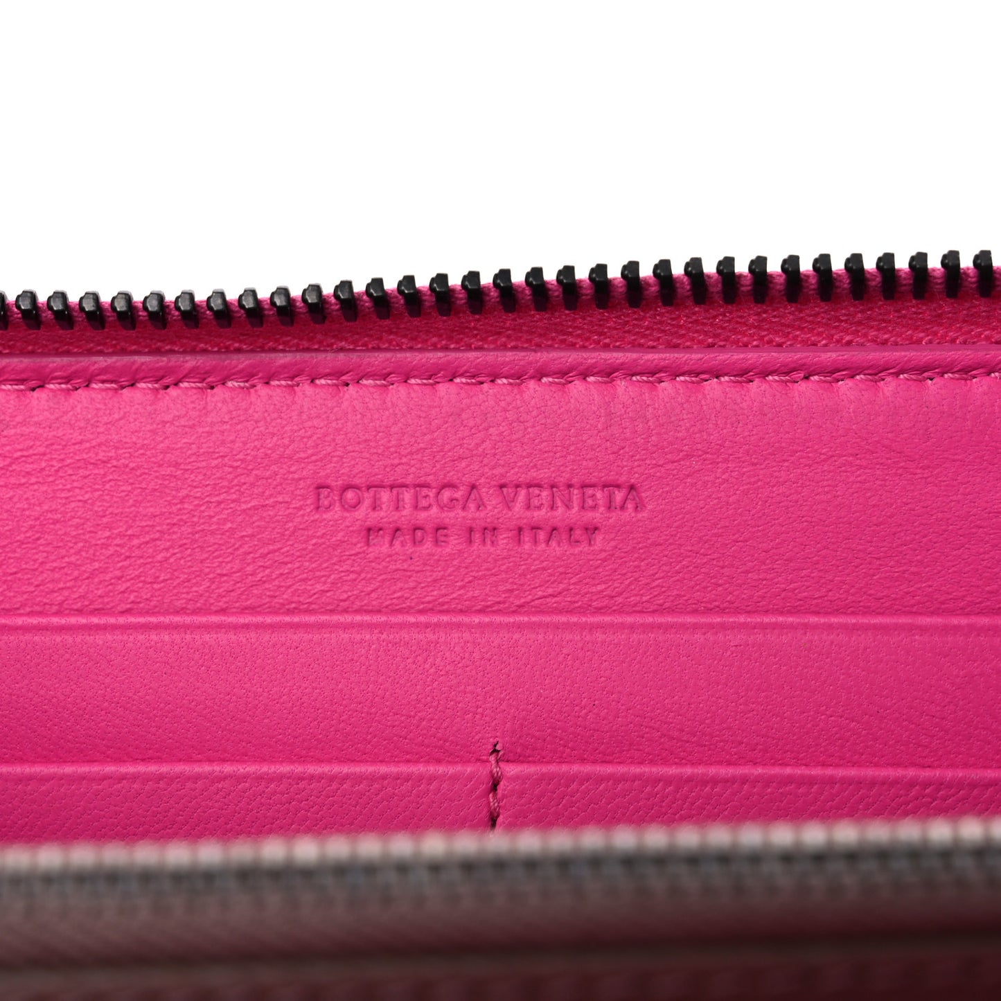 Nappa Intrecciato Zip Around Wallet Pink