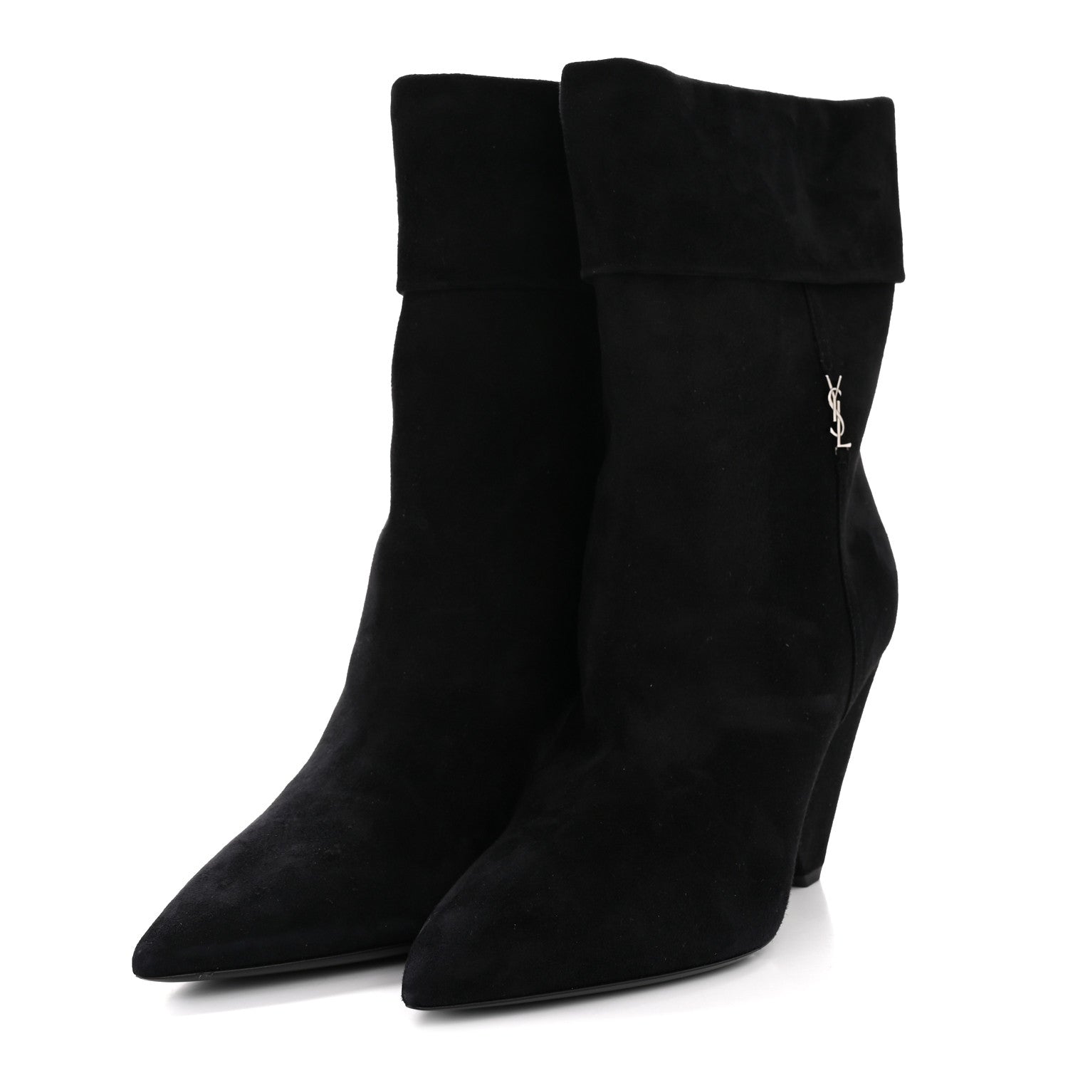 Saint Laurent Kid Scamosciato Niki 85 Wedge Booties 39.5 Black 4 of 10