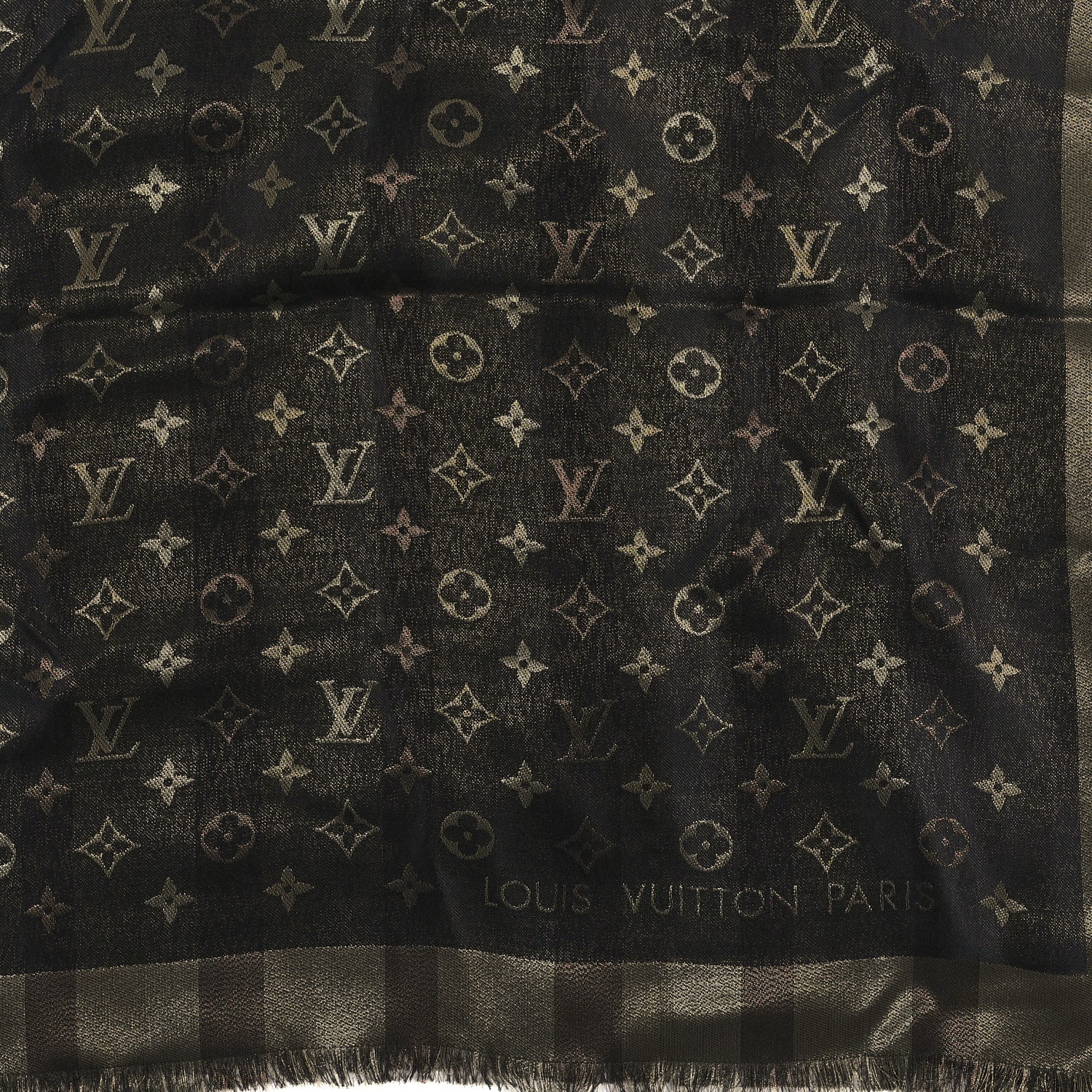 Louis Vuitton Silk Wool Monogram So Shine Shawl Marron 2 of 3