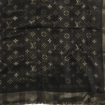Louis Vuitton Silk Wool Monogram So Shine Shawl Marron 2 of 3