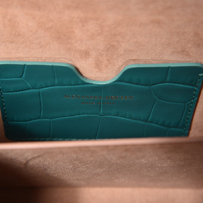 Alexander McQueen Calfskin Crocodile Embossed Box Shoulder Bag 16 Green 7 of 14