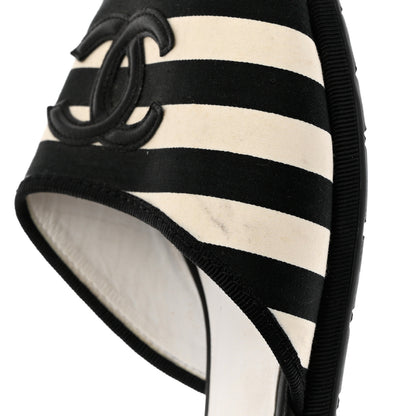 Chanel Striped CC Mules 41 Black White 9 of 12