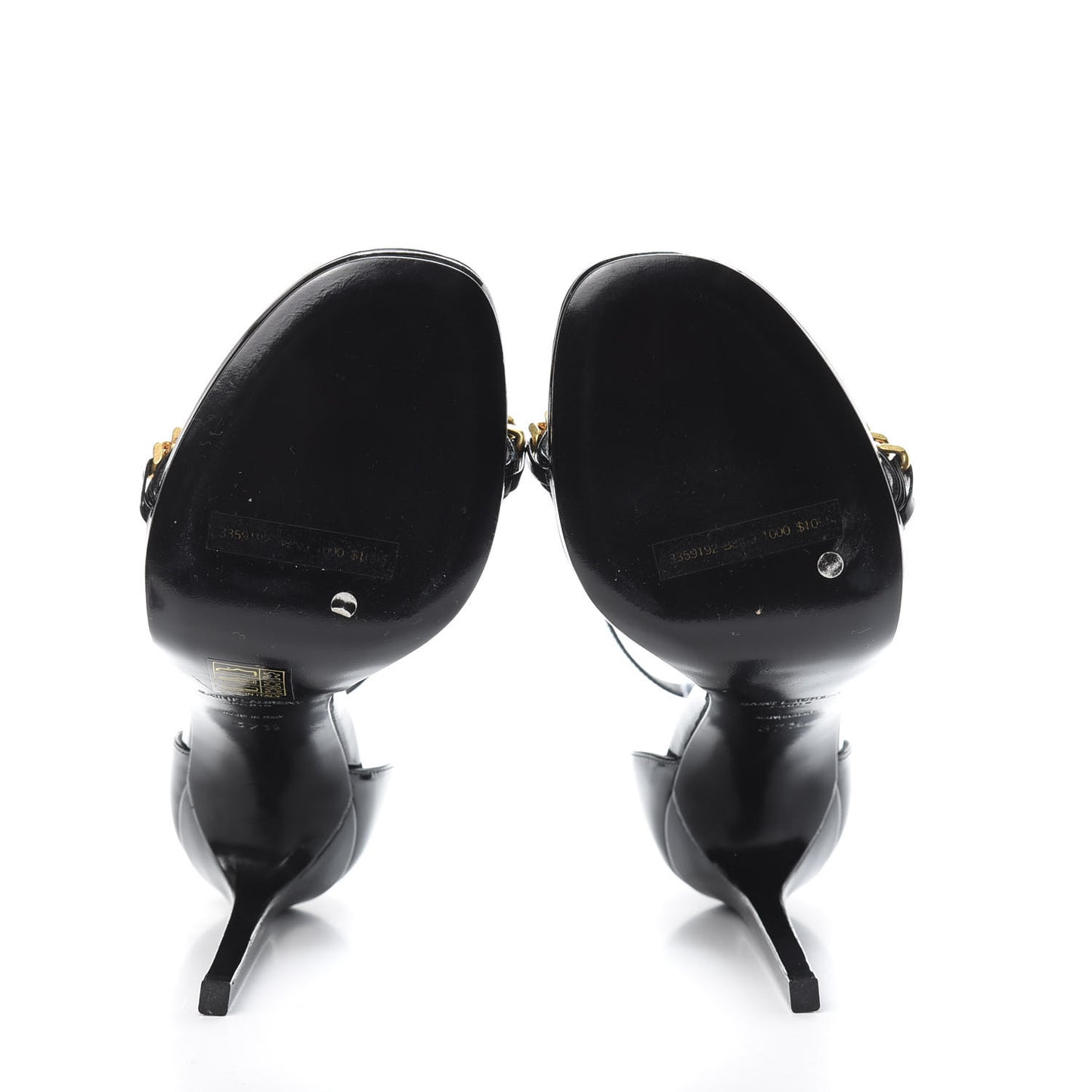 Patent Calfskin Chain Jane 110 Ankle Strap Sandals 37.5 Black