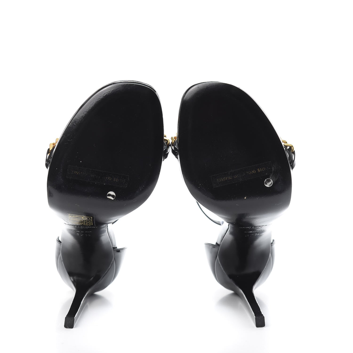 Saint Laurent Patent Calfskin Chain Jane 110 Ankle Strap Sandals 37.5 Black 5 of 8