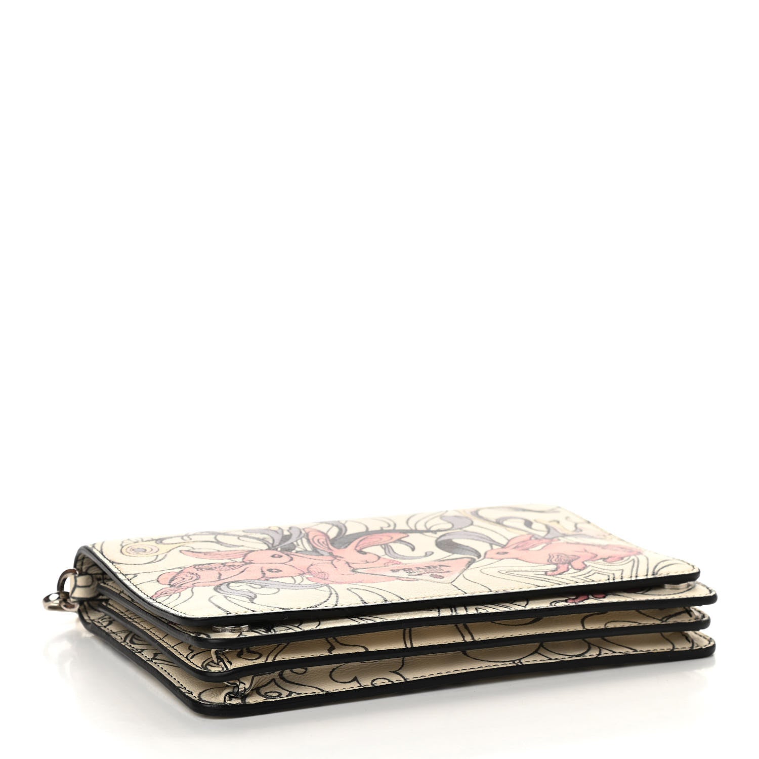 Prada X JAMES JEAN Glace Calfskin Rabbit Print Wallet On Chain Opaline 4 of 10