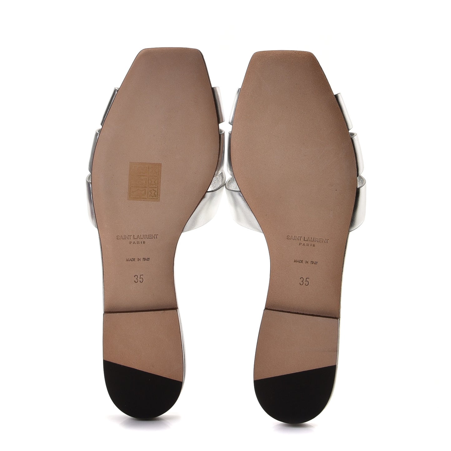 Metallic Calfskin Nu Pied 05 Slide Sandals 35 Silver