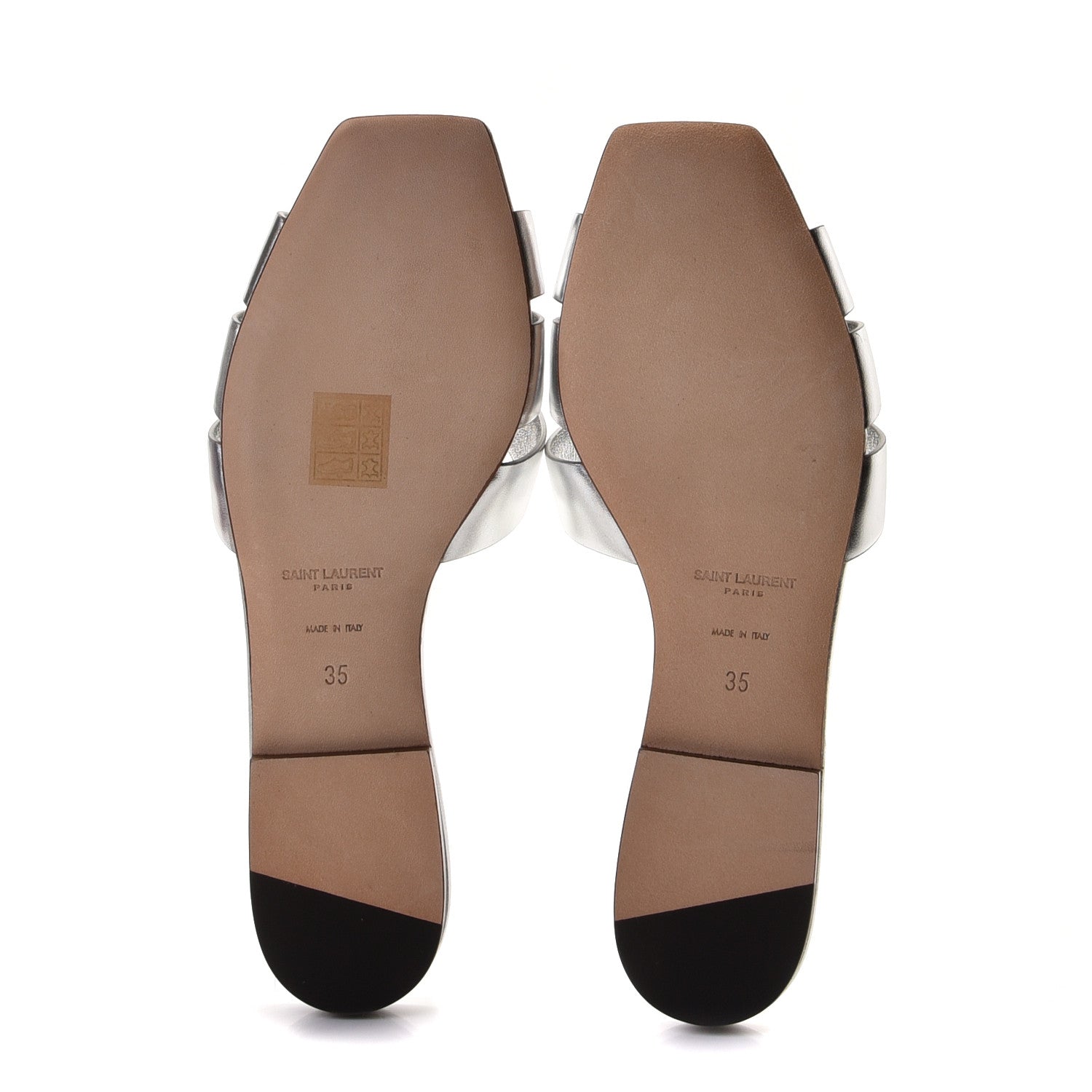 Saint Laurent Metallic Calfskin Nu Pied 05 Slide Sandals 35 Silver 6 of 10