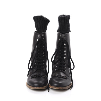 Chanel Calfskin Sock High CC Combat Boots 39 Black 2 of 6