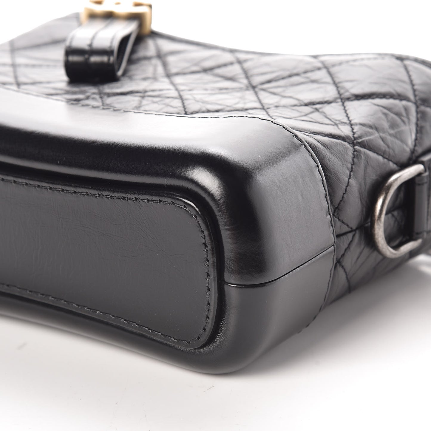 Aged Calfskin Quilted Small Gabrielle Hobo Black