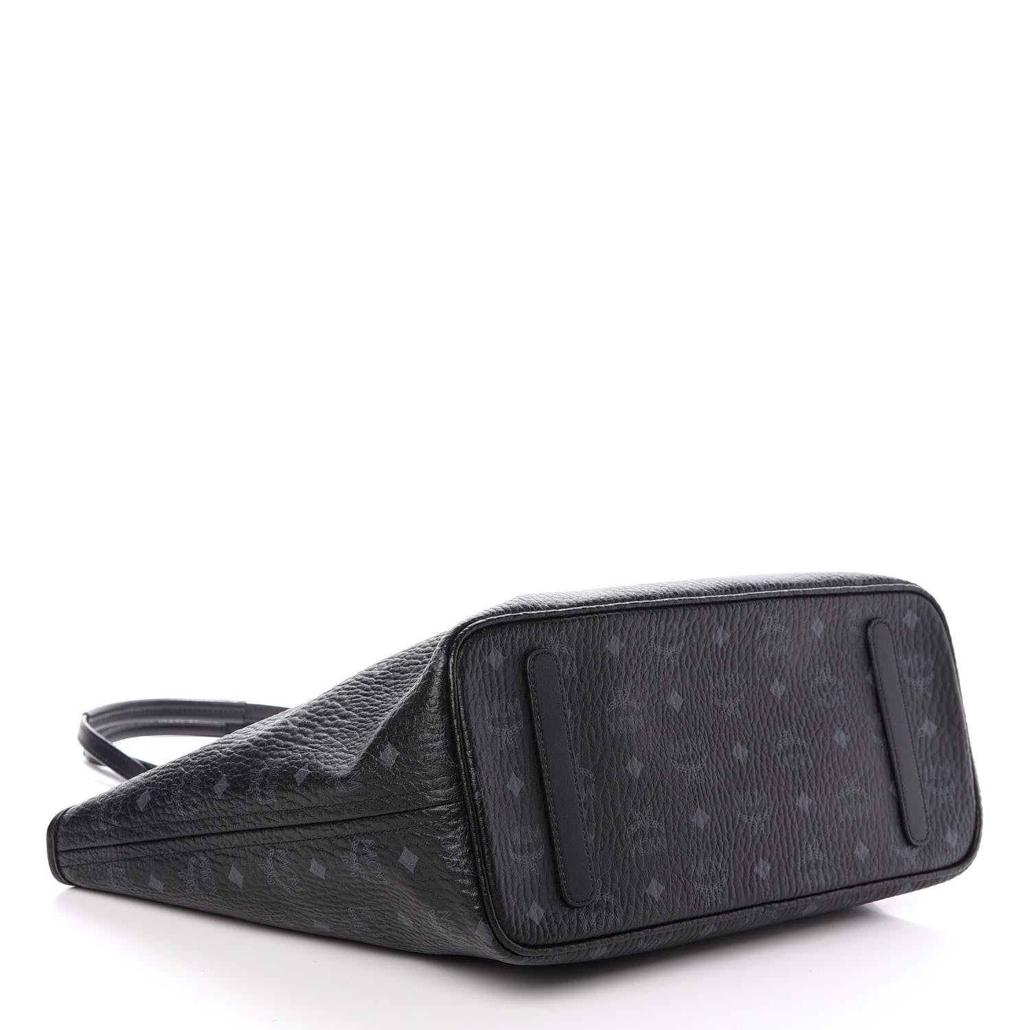 MCM Visetos Medium Anya Zip Top Shopper Tote Black 4 of 9