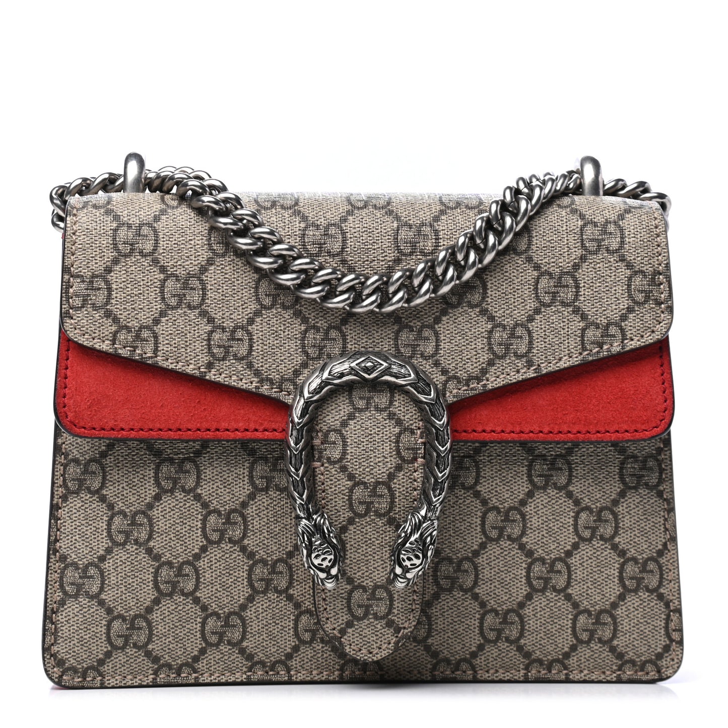 GG Supreme Monogram Mini Dionysus Shoulder Bag Hibiscus Red
