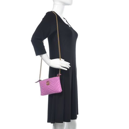 Gucci Calfskin Matelasse Mini GG Marmont Chain Bag Candy Mousse 2 of 10