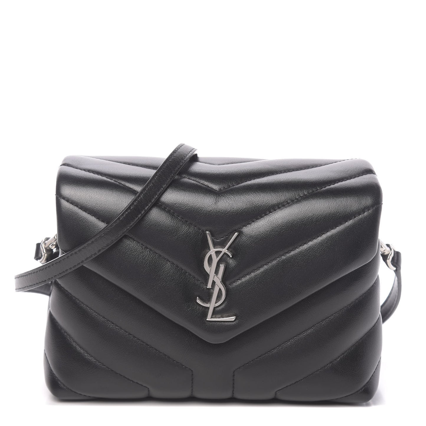 Calfskin Y Quilted Monogram Toy Loulou Crossbody Bag Black