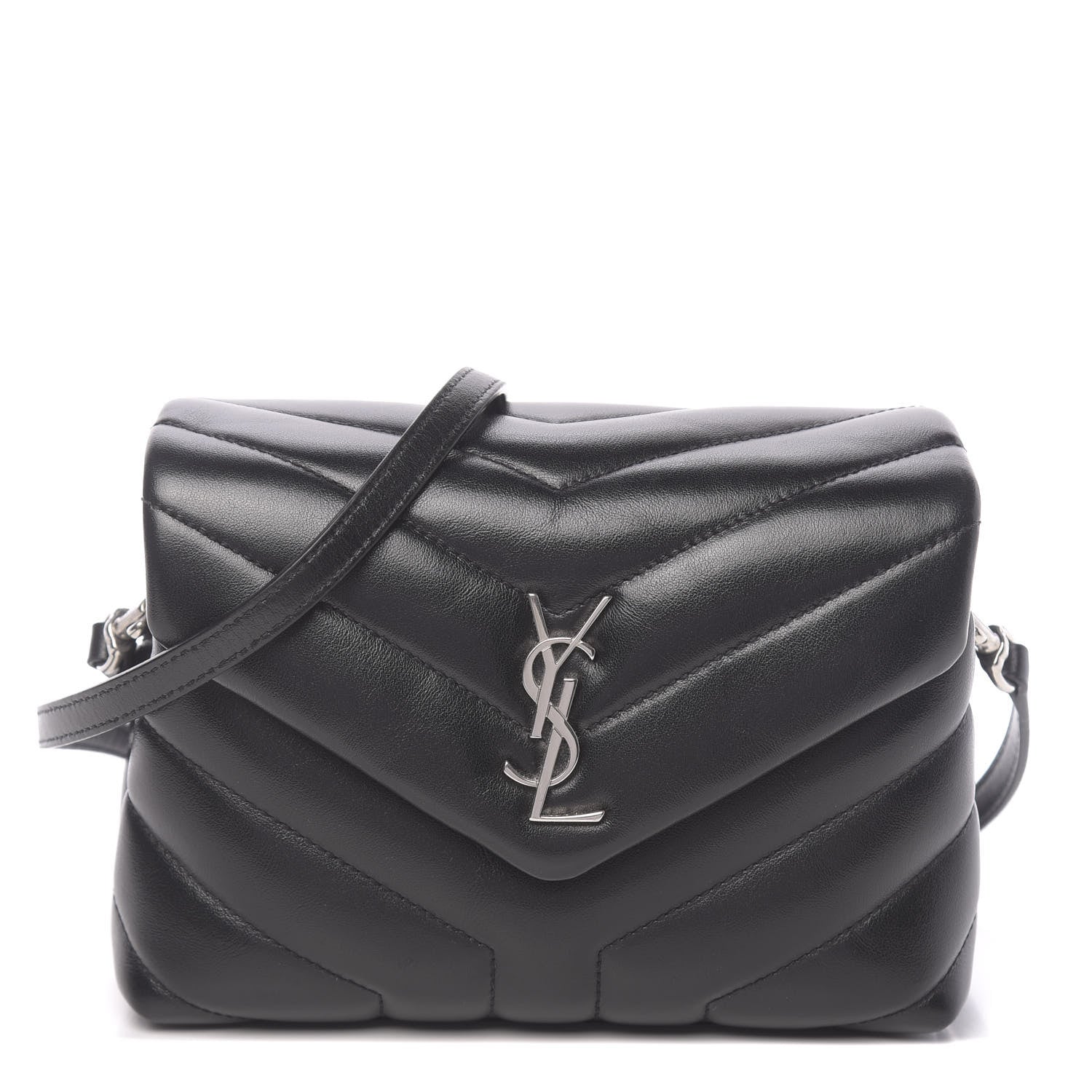 Saint Laurent Calfskin Y Quilted Monogram Toy Loulou Crossbody Bag Black 1 of 10