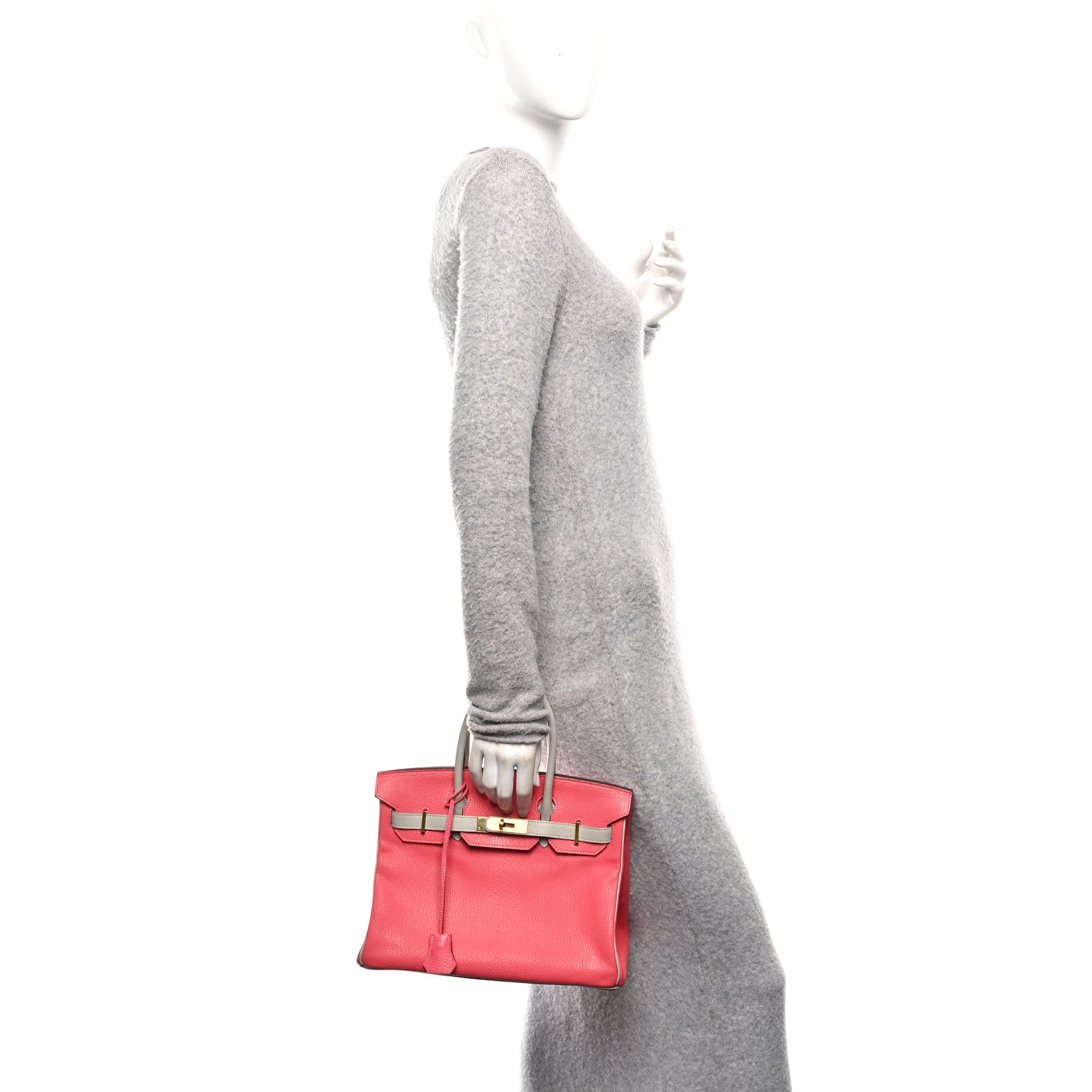 Hermes Chevre Mysore Horseshoe Birkin 30  Rose Lipstick Gris Perle 2 of 11