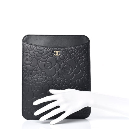 Chanel Lambskin Camellia Embossed iPad Case Black 2 of 7