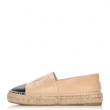 Chanel Lambskin CC Espadrilles 38 Beige Black 1 of 12
