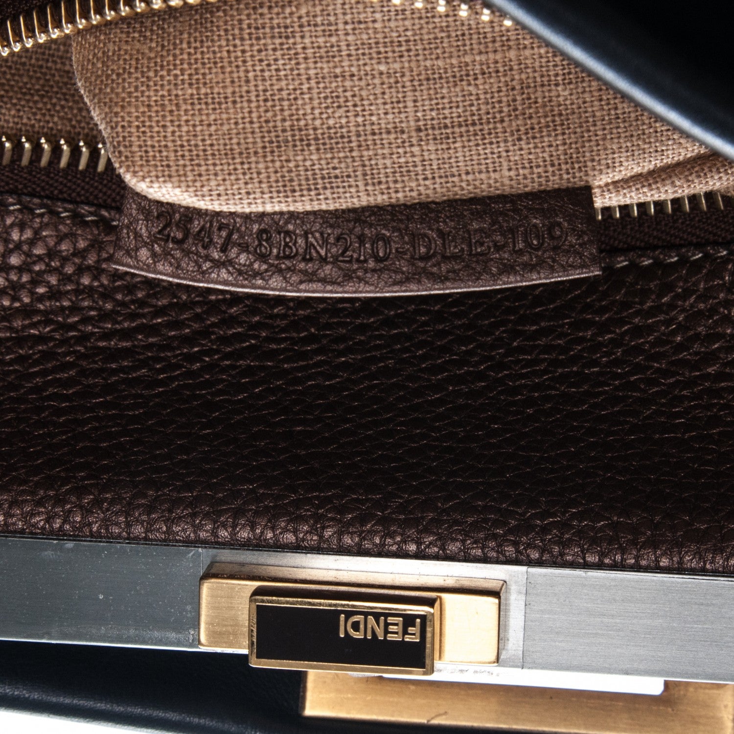 Fendi Vitello Saddle Cuoio Romano Selleria Large Peekaboo Iconic Satchel Black 6 of 8