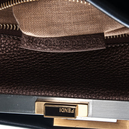 Fendi Vitello Saddle Cuoio Romano Selleria Large Peekaboo Iconic Satchel Black 6 of 8