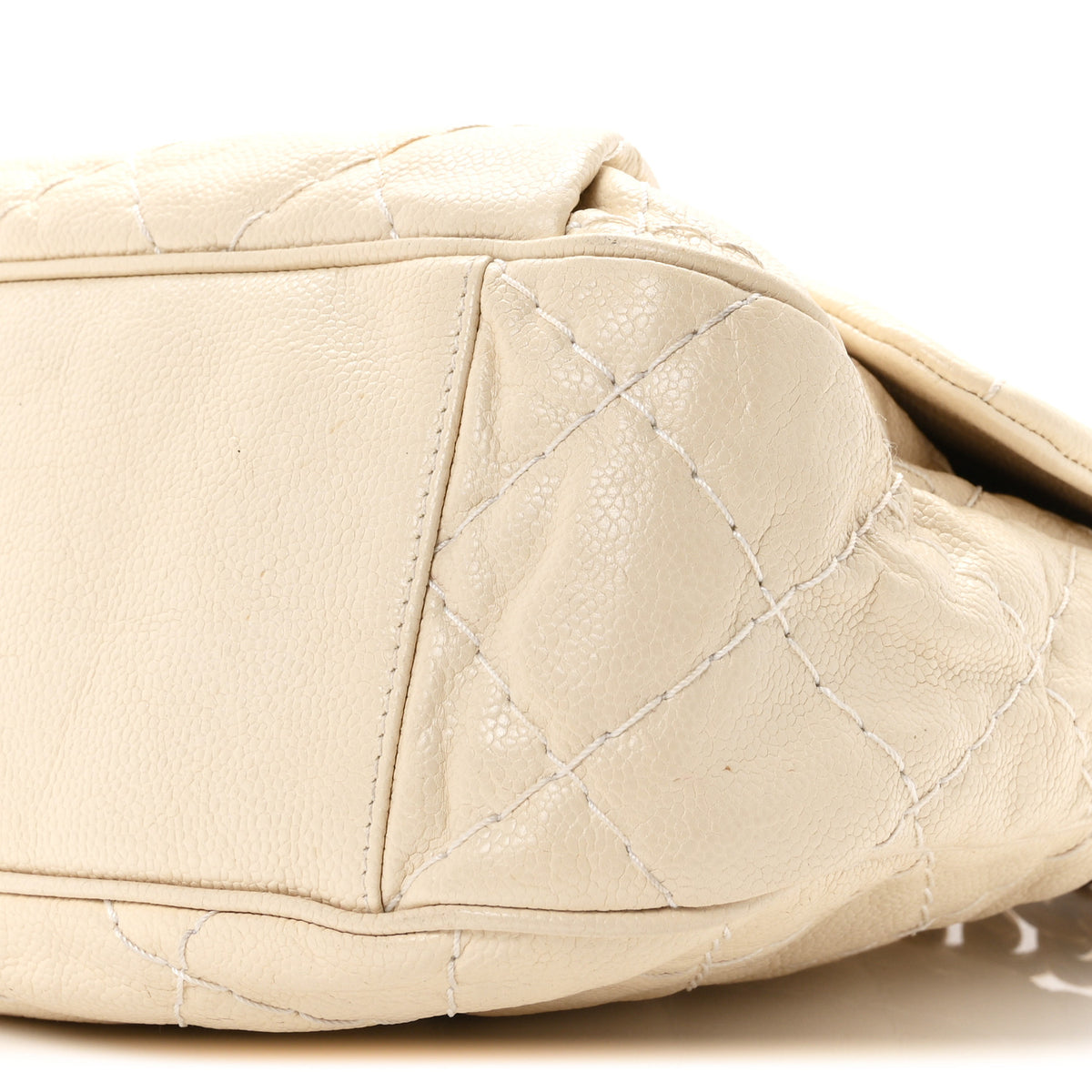 Crumpled Grained Calfskin Medium Coco Pleats Messenger Flap Dark White