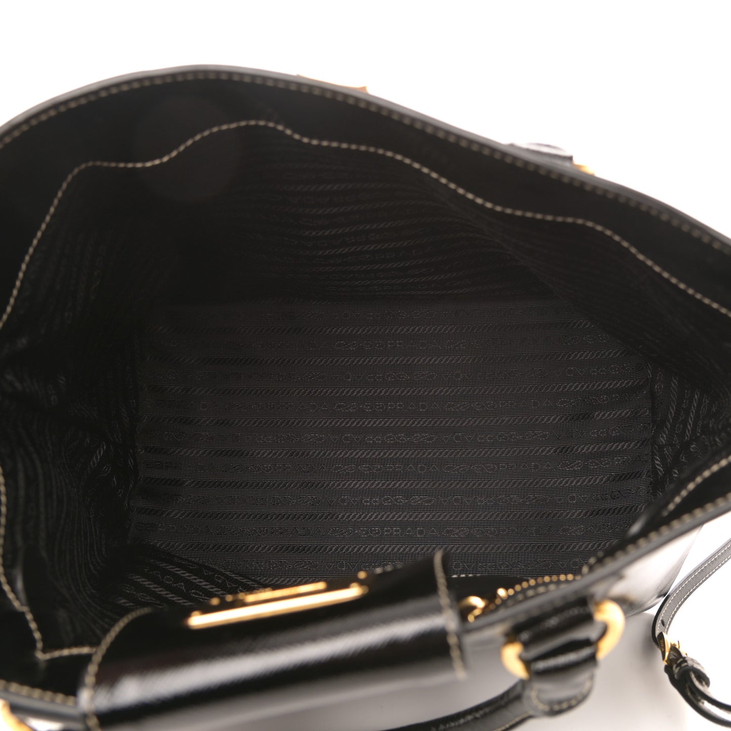 Saffiano Vernice Turn Lock Shopping Tote Black