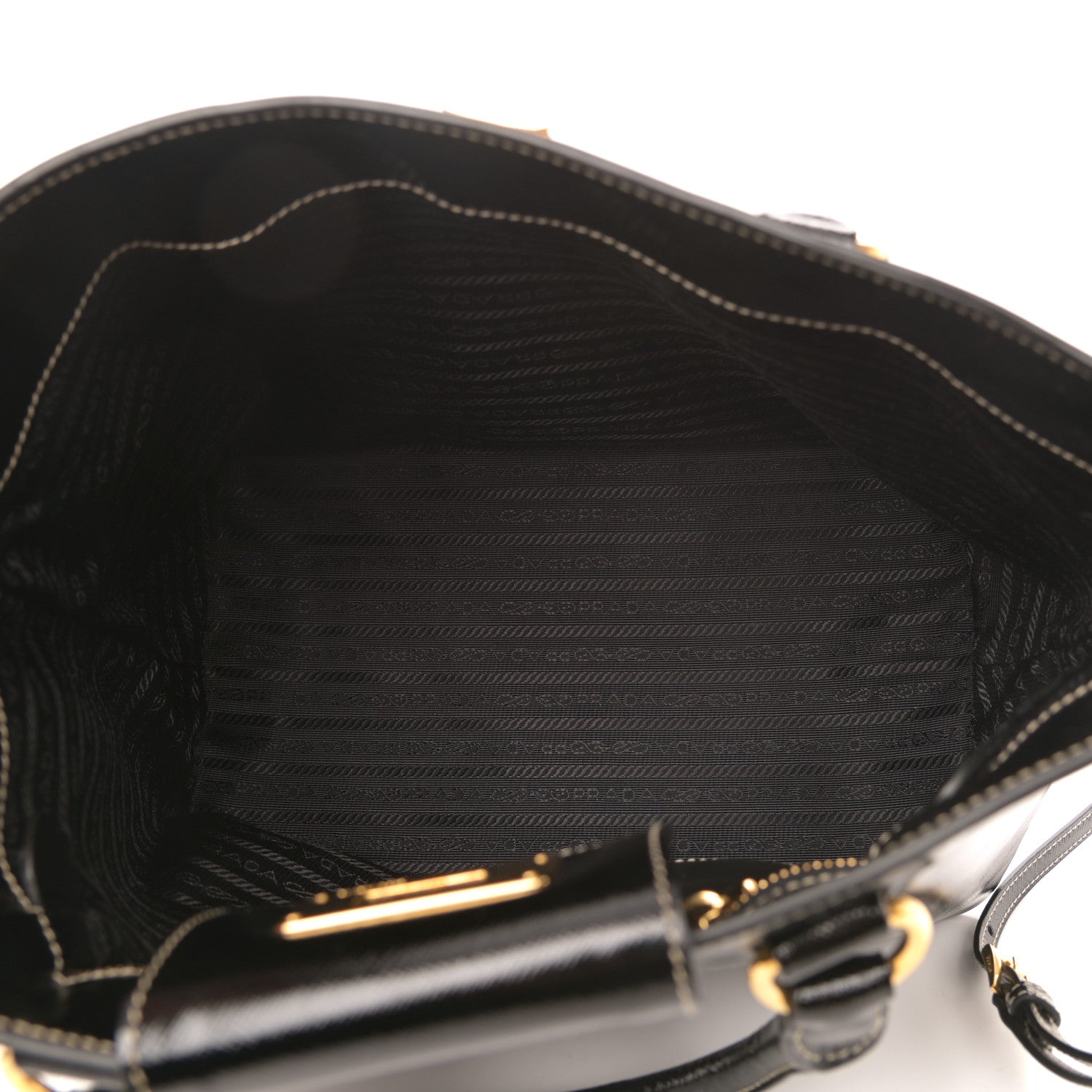 Prada Saffiano Vernice Turn Lock Shopping Tote Black 4 of 10