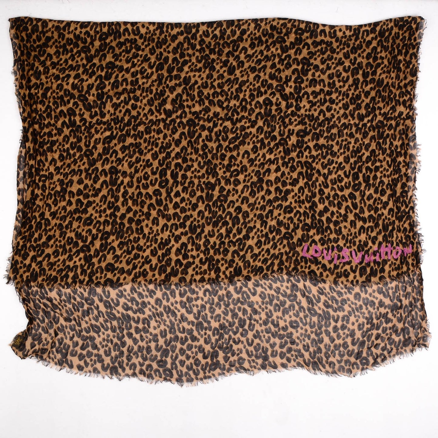 Cashmere Silk Leopard Etole Stole Marron