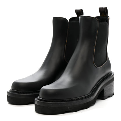 Louis Vuitton Calfskin Monogram Beaubourg Ankle Boots 38 Black 3 of 8