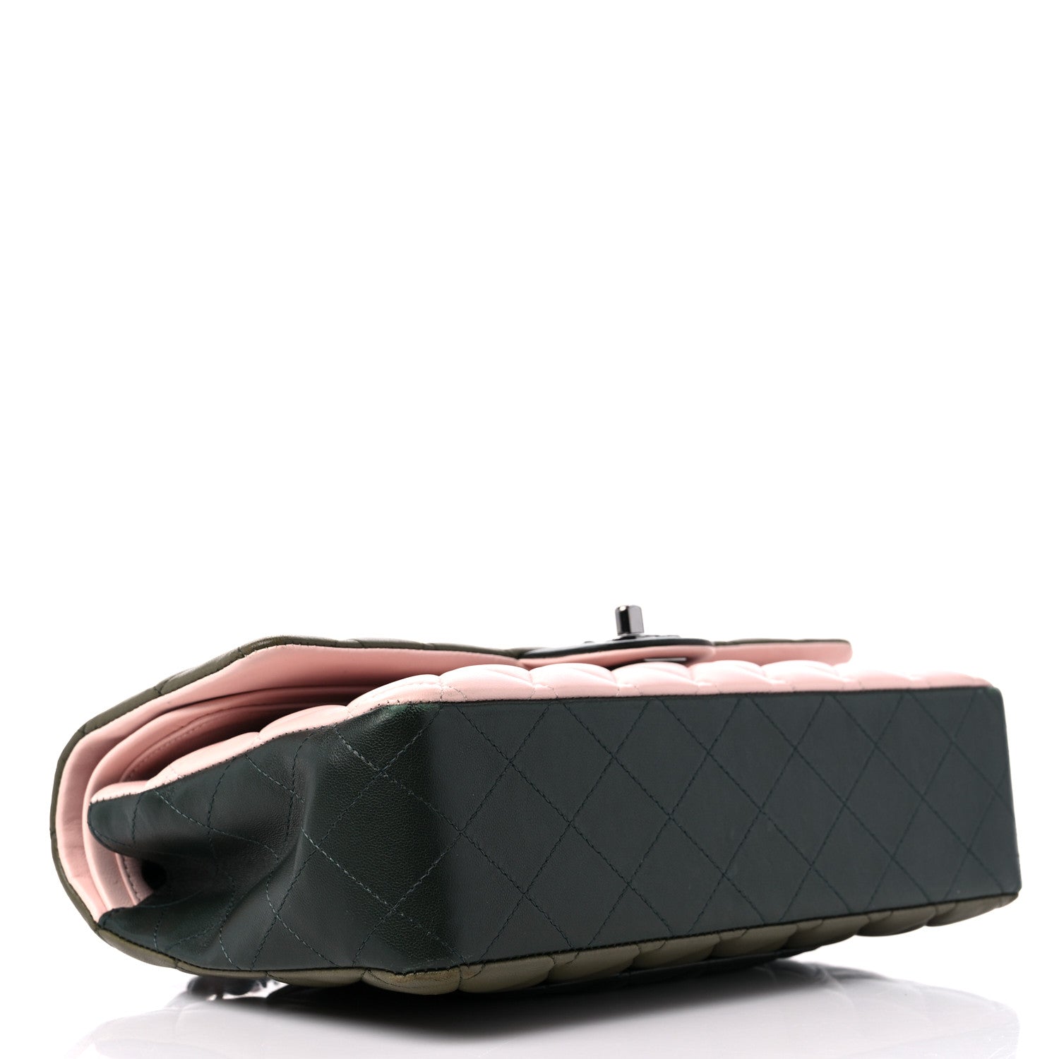Chanel Lambskin Quilted Tri-Color Medium Double Flap Green Pink 4 of 11