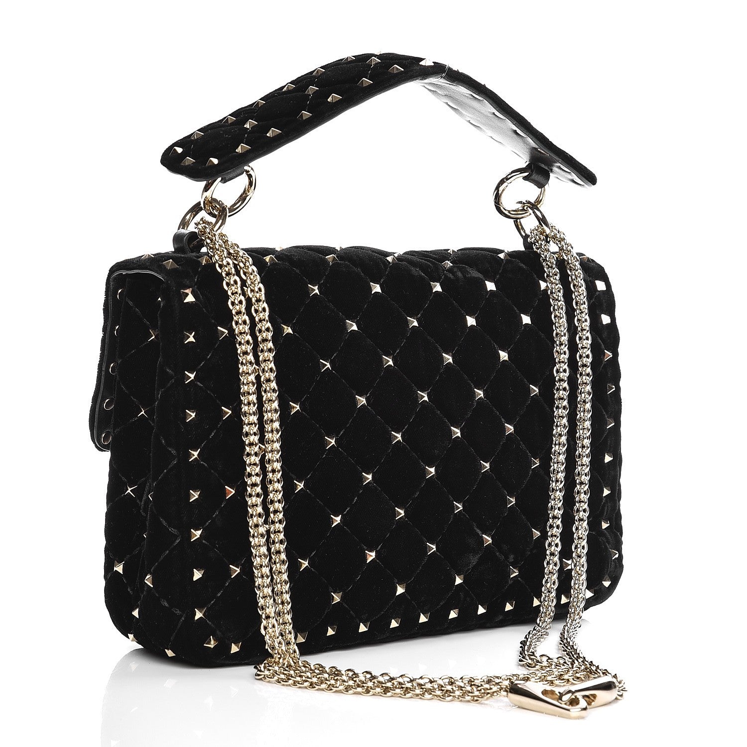 Valentino Garavani Velvet Medium Rockstud Spike Shoulder Bag Black 4 of 9