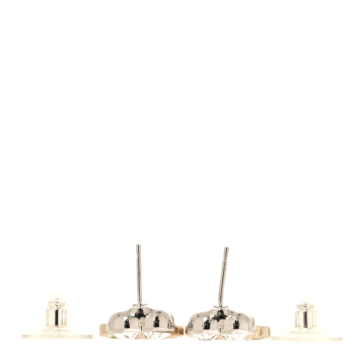 Chanel Crystal CC Heart Drop Earrings Gold Silver 3 of 5