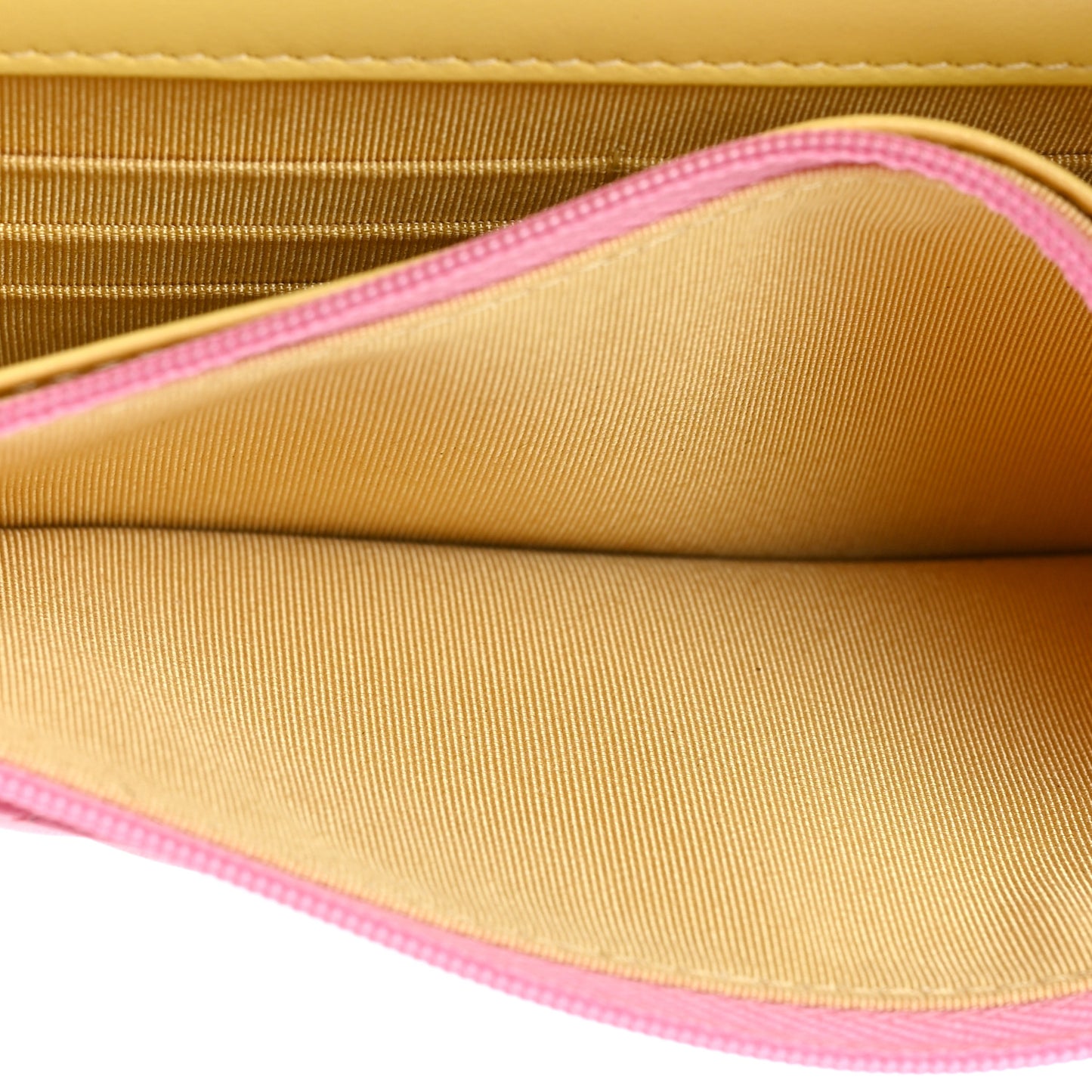 Lambskin Quilted Wallet On Chain WOC Pink Yellow