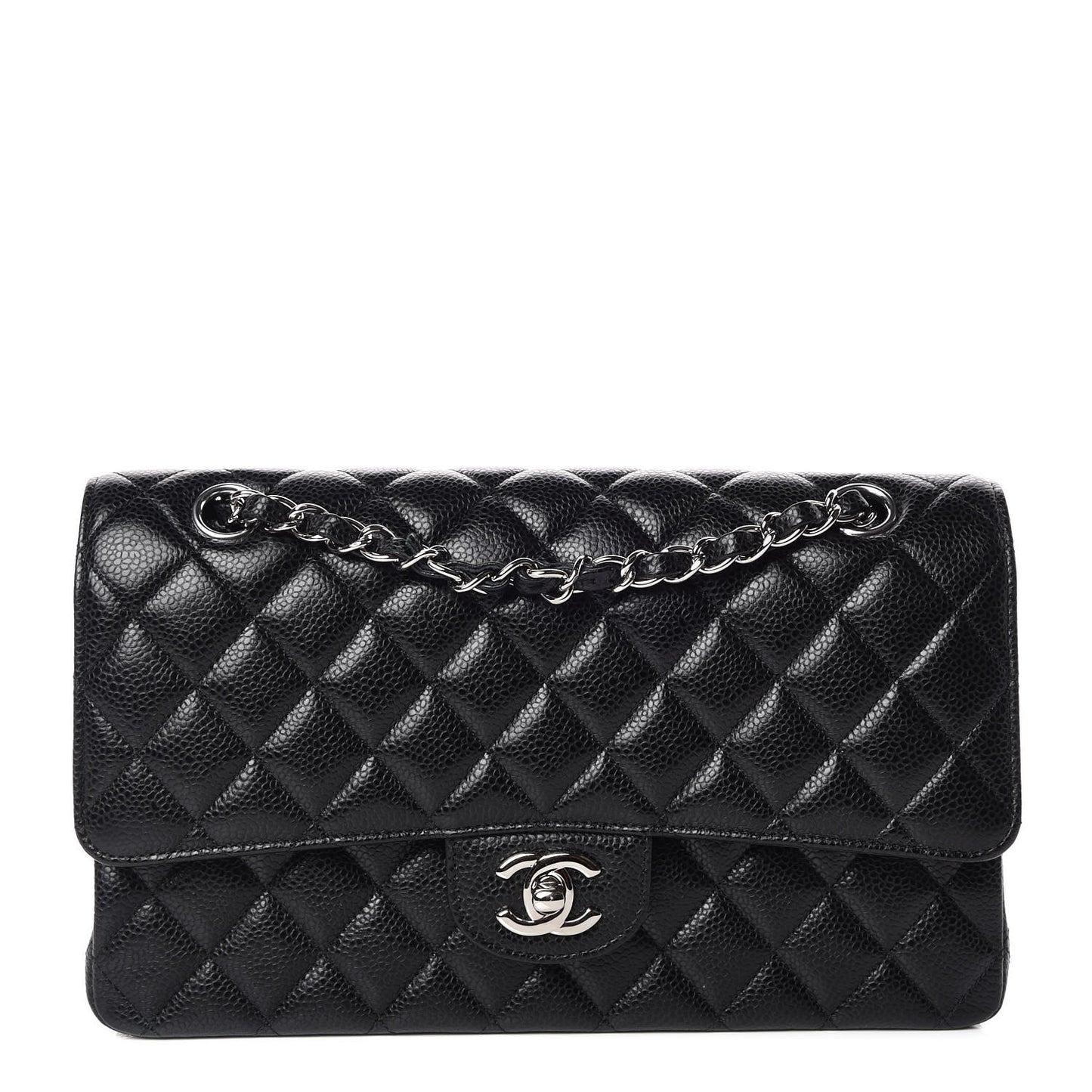 Caviar Quilted Medium Double Flap Black