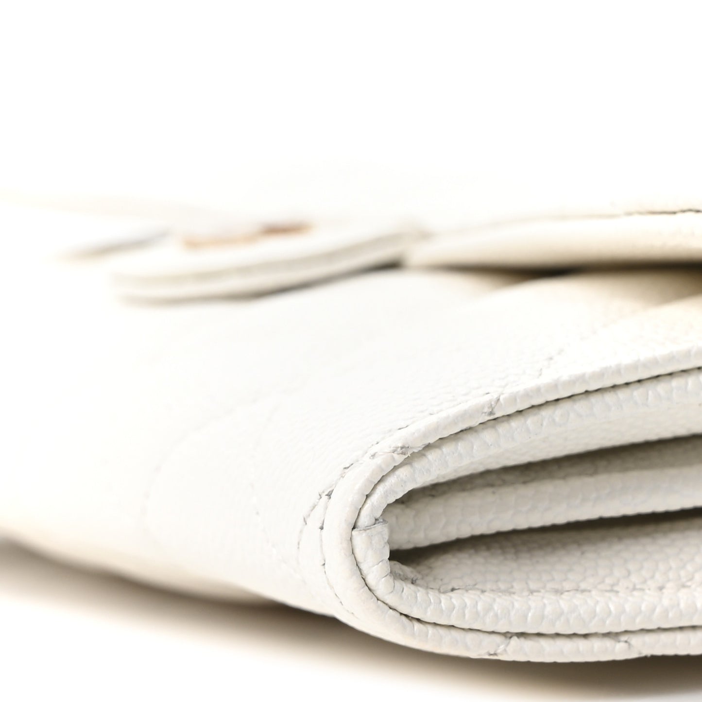 Caviar Quilted Large Gusset Flap Wallet White