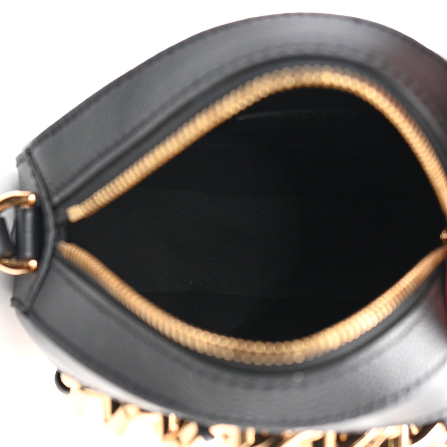 Calfskin Mini La Medusa Chain Round Crossbody Bag Black