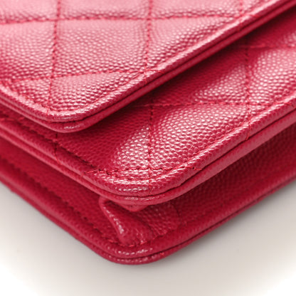 Chanel Caviar Quilted Wallet on Chain WOC Dark Pink 9 of 11