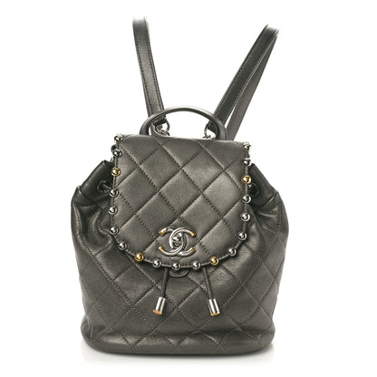 Chanel Goatskin Quilted Metallic Bubble Backpack Silver 1 of 11