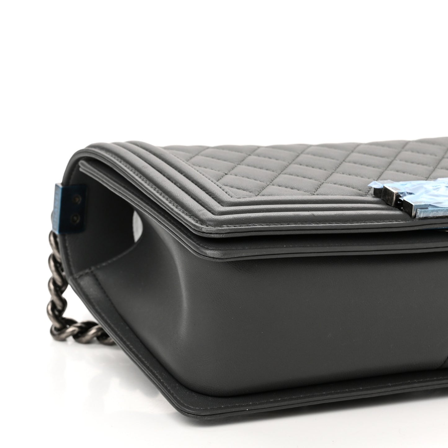 Lambskin Quilted Medium Boy Flap Dark Grey