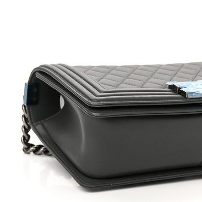 Chanel Lambskin Quilted Medium Boy Flap Dark Grey 7 of 8