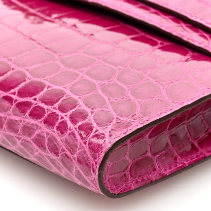 Hermes Shiny Niloticus Crocodile Kelly Cut Pochette Rose Scheherazade 9 of 9