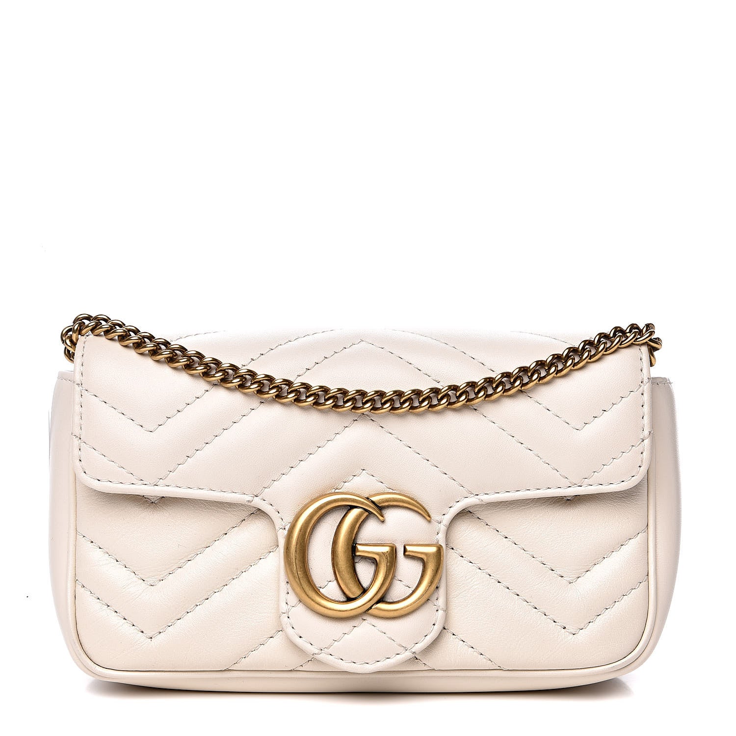 Gucci Calfskin Matelasse Super Mini GG Marmont Shoulder Bag White 1 of 13