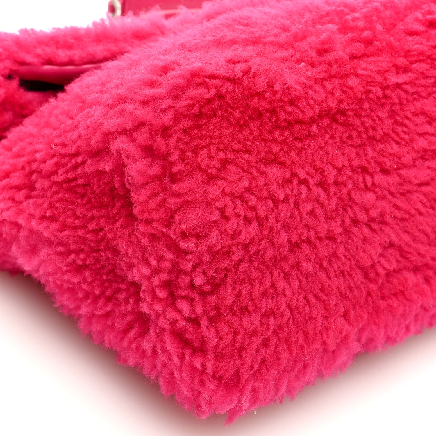 Saint Laurent Merino Shearling Lambskin Quilted Small Loulou Puffer Monogram Chain Satchel Fuchsia 8 of 9