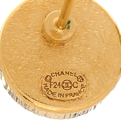 Chanel Resin CC Round Earrings Gold Black 4 of 5
