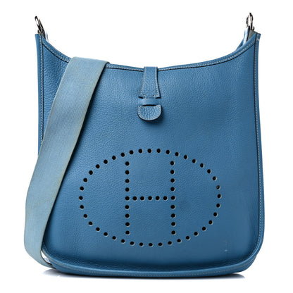 Hermes Taurillon Clemence Evelyne GM Blue Jean 1 of 19
