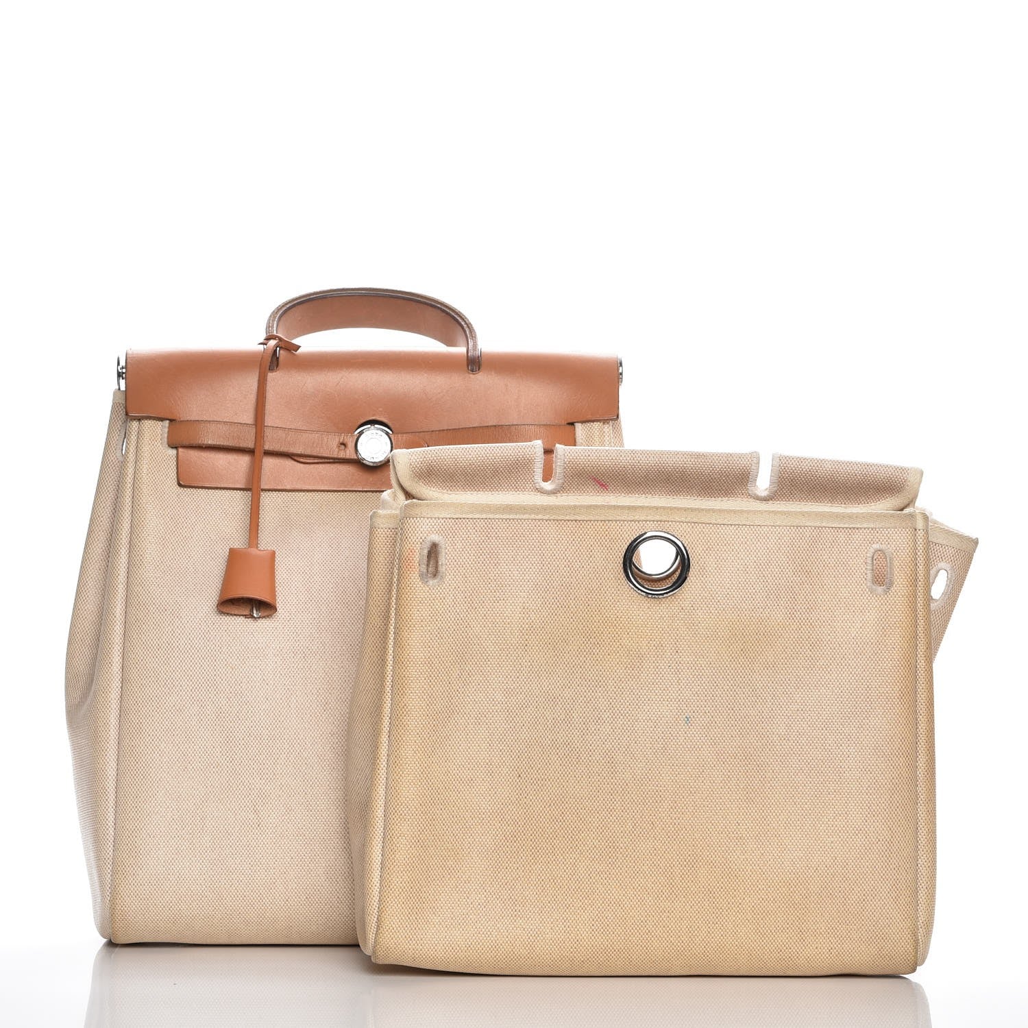 Hermes Toile Vache Calfskin Herbag 30 PM Backpack Natural 10 of 14