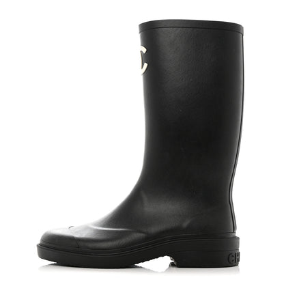 Chanel Caoutchouk CC High Boots 38 Black 1 of 11