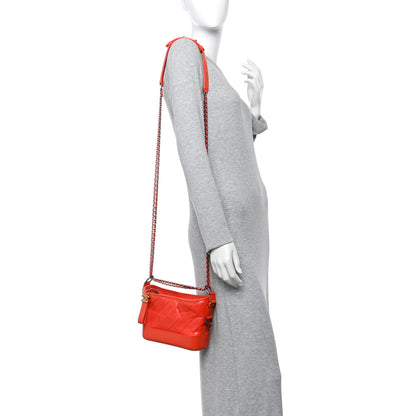 Chanel Aged Calfskin Quilted Small Gabrielle Hobo Red 2 of 10