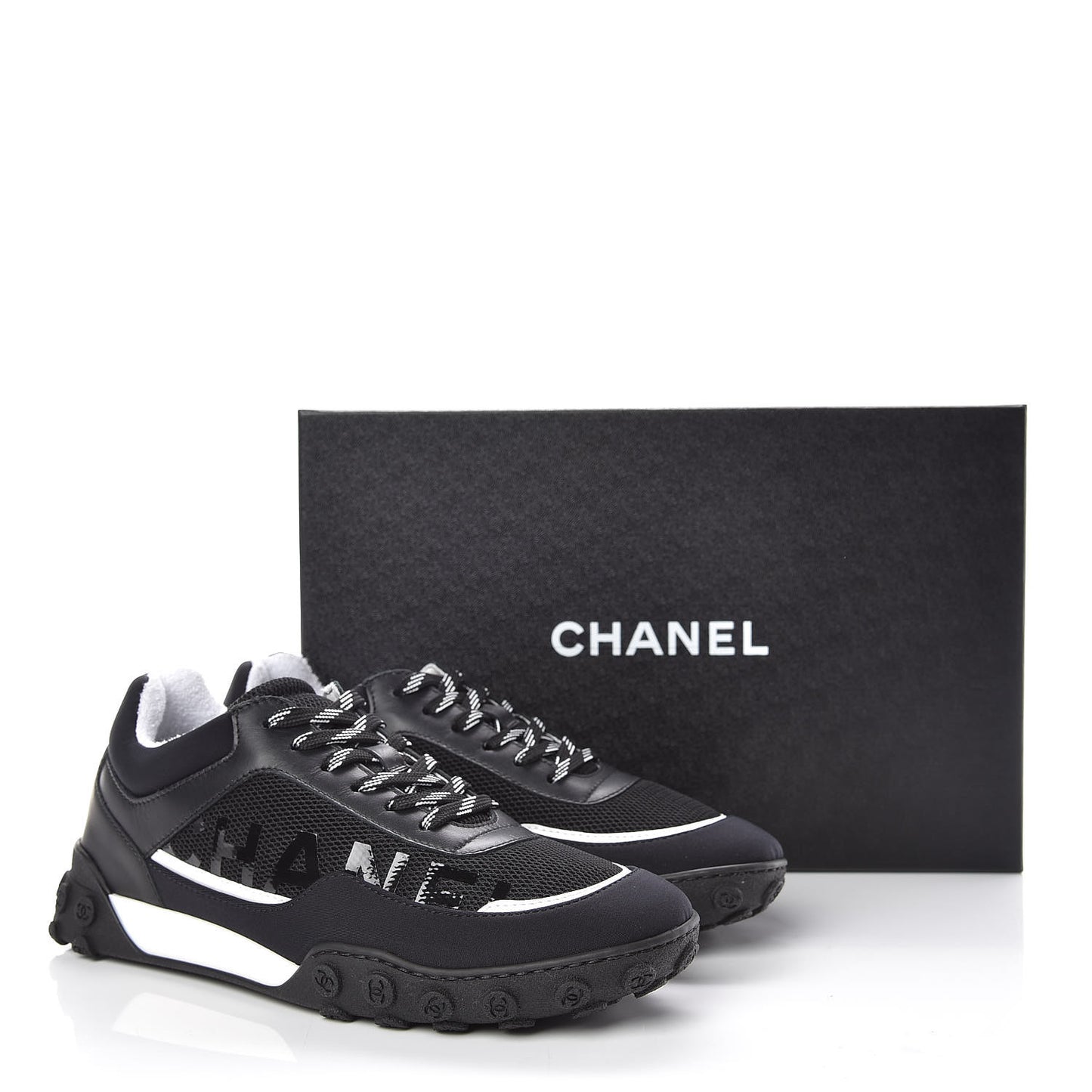 Calfskin Mesh Lycra Sneakers 39 Black
