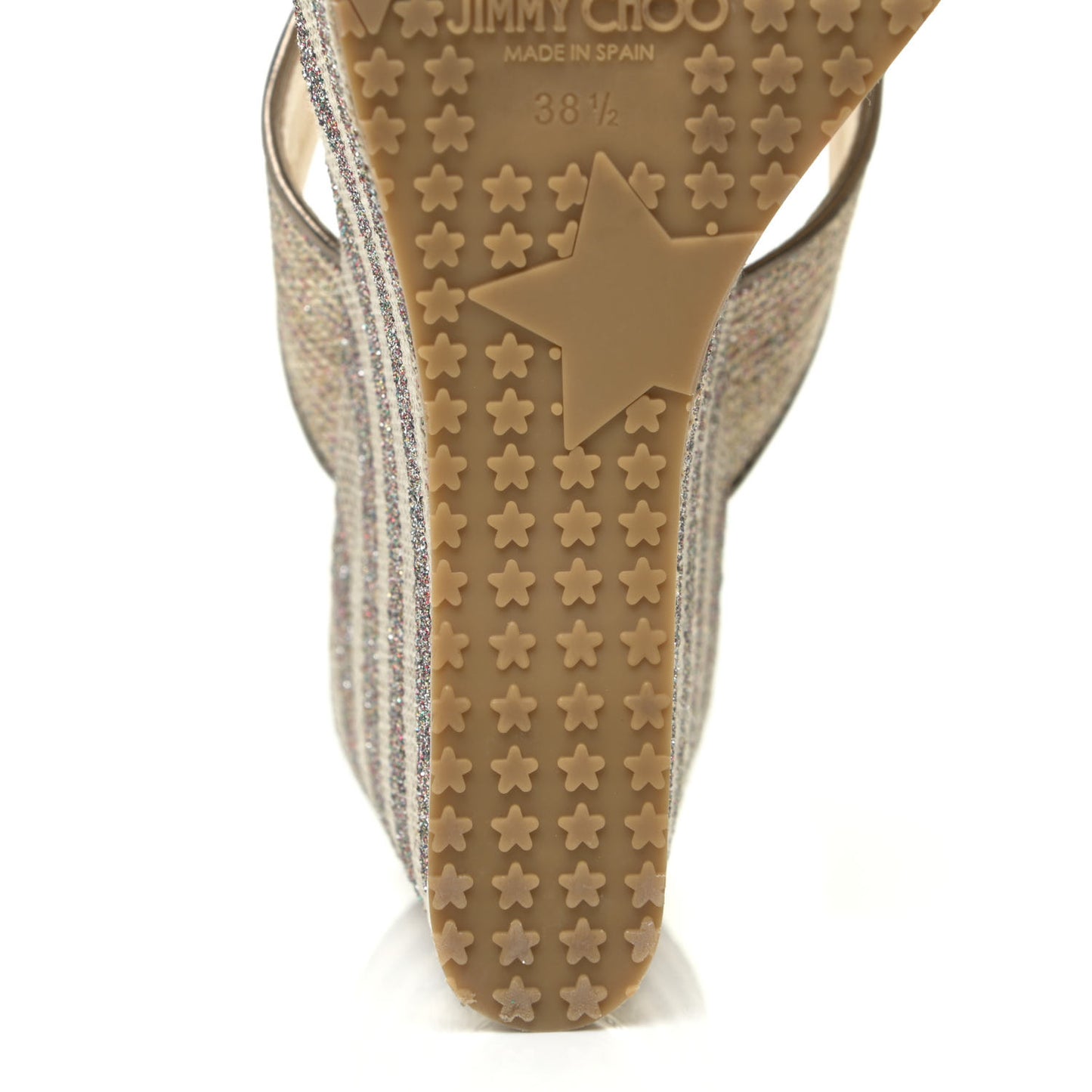 Metallic Raffia Wedge Sandals 38.5 Multicolor